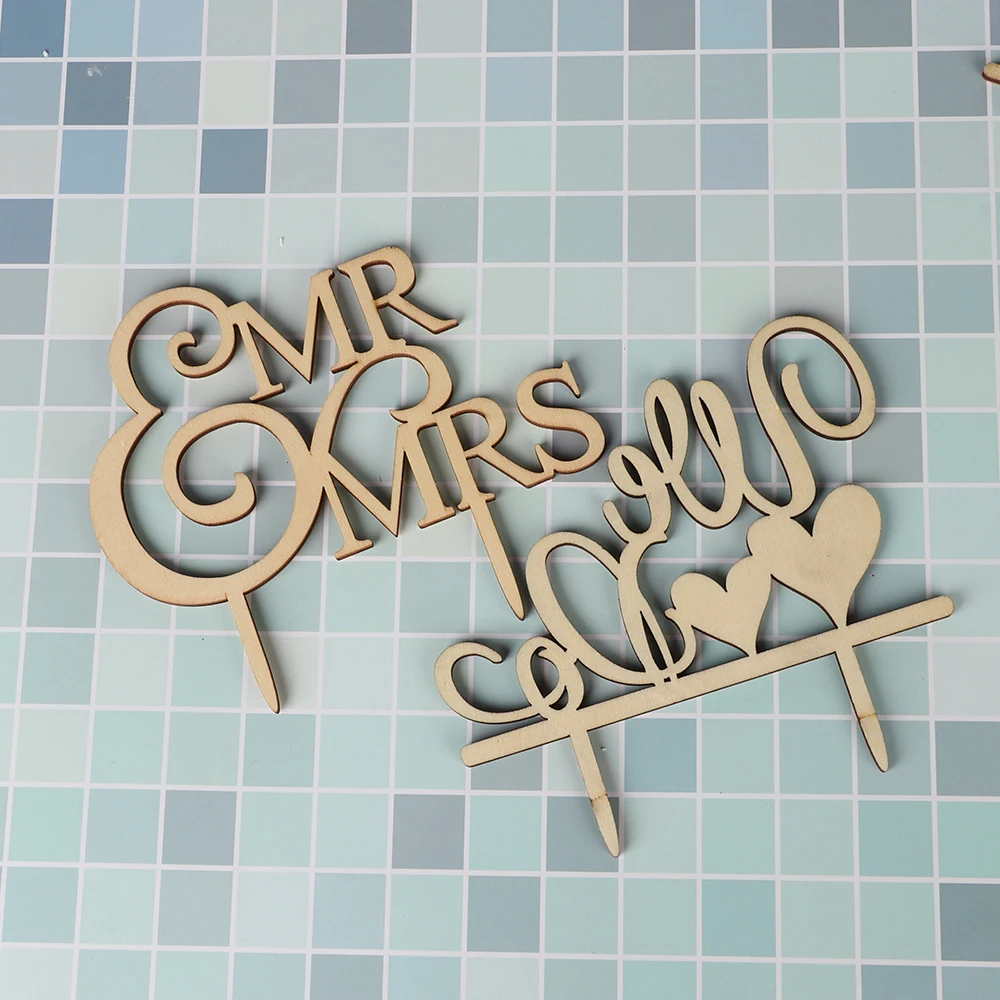 &quotMr and Mrs&quot винтажный деревенский свадебный торт Топпер лазерная резка