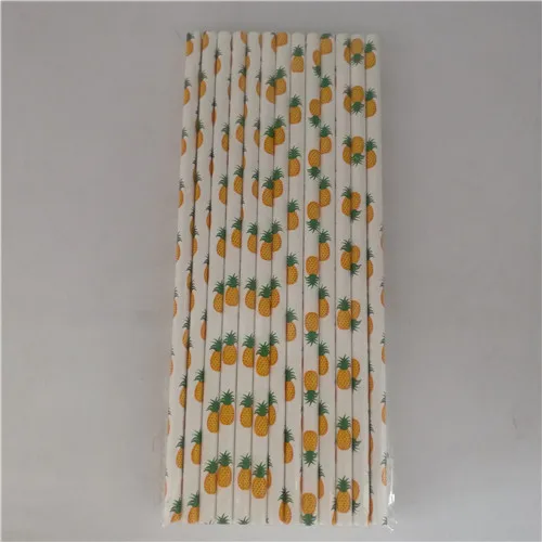 pineapple 25 шт./лот Горячая Мода Розовая клубника ананас арбуз бумага соломинки для детей принадлежности для дня рождения свадьбы трубочки для питья на вечеринке - Цвет: pineapple