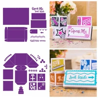 foldable 3d birthday gift box open me look inside case metal cutting dies set diy scrapbooking craft paper cards 2021 new