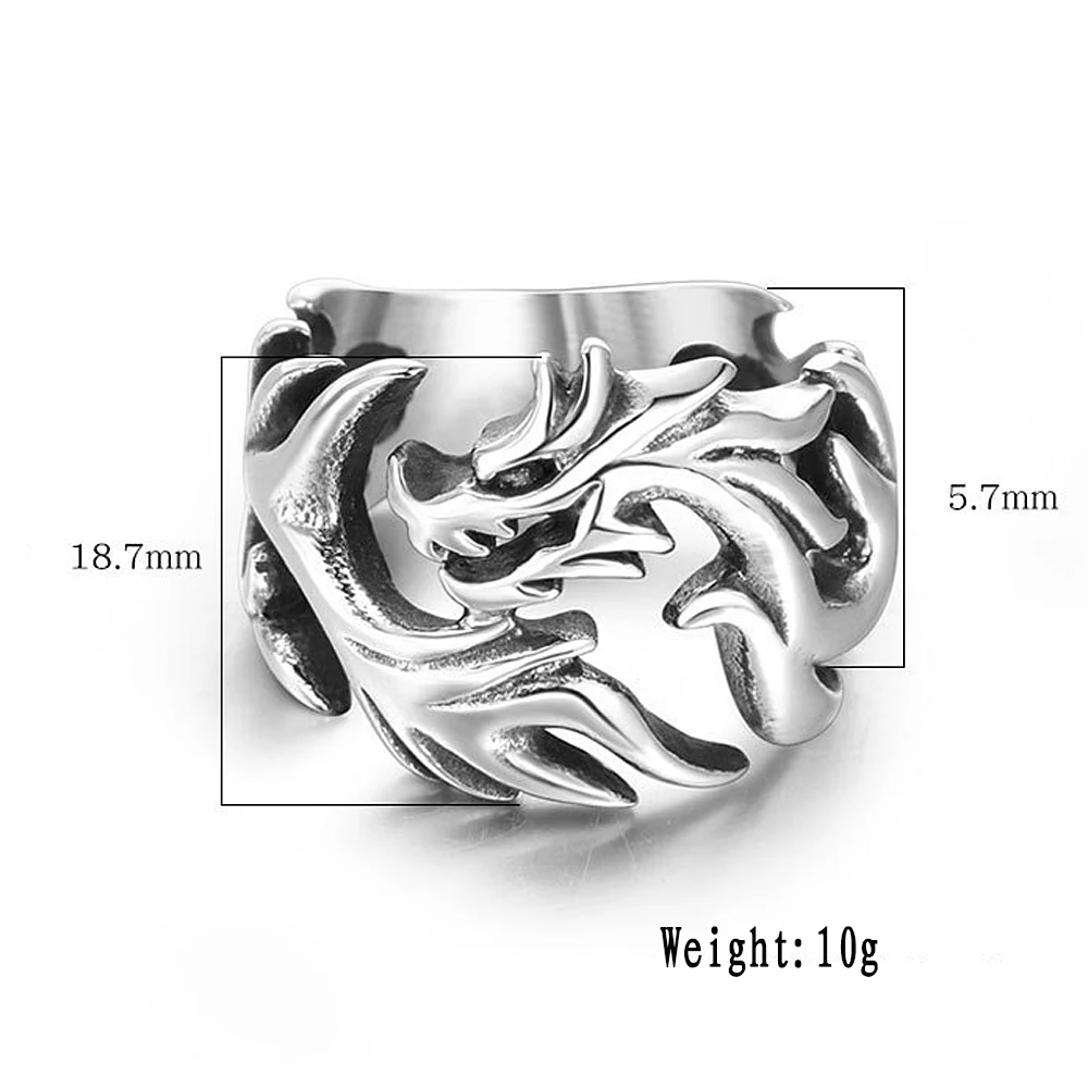 Винтаж Нержавеющая сталь Viking Огненный Дракон кольцо Для мужчин Творческий