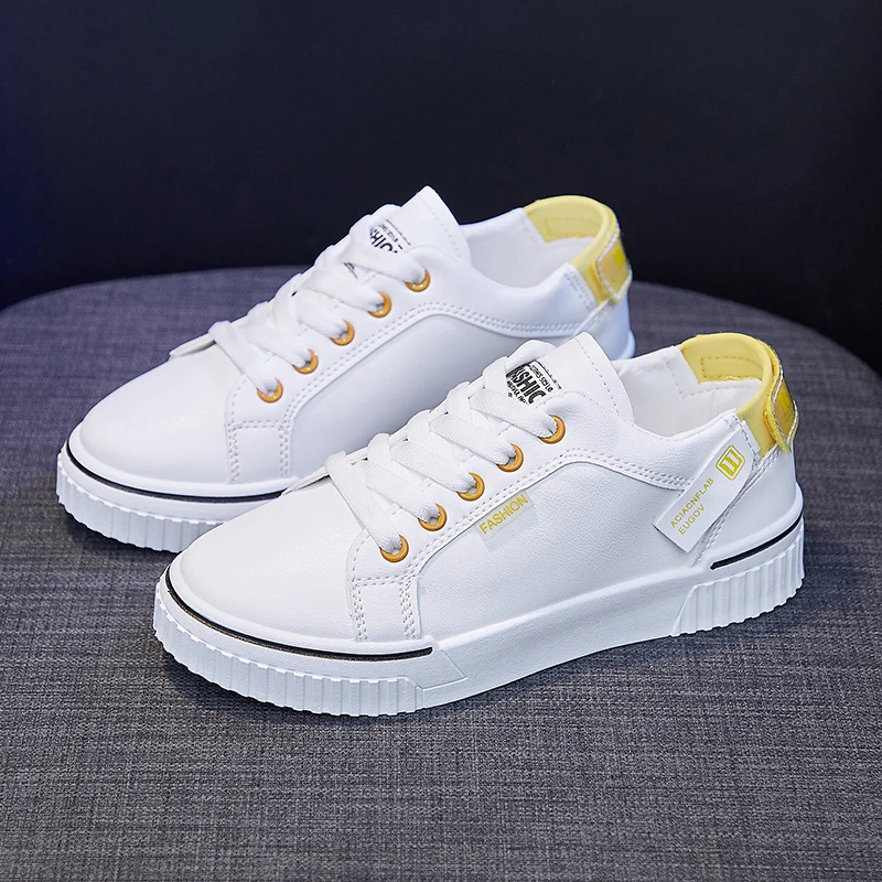 

Women Sneakers Autumn Leather Light White Sneaker Female Platform Vulcanized Shoes Spring Casual Breathable Sports Shoe
