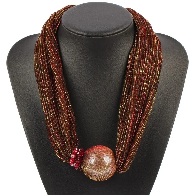 Big Bead Ball Pendant Silk Rope Chain Imitation Pearl Statement Necklace for Women New Crystal Collar Choker Jewelry | Украшения и