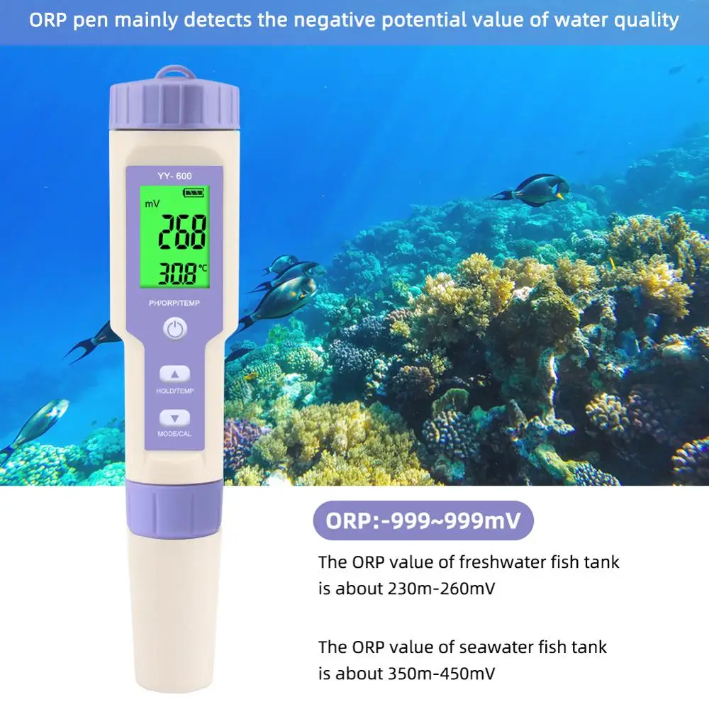 YY 600 PH/ORP/TEMP 3 в 1 тестер качества воды PH метр redox потенциальный для аквариума