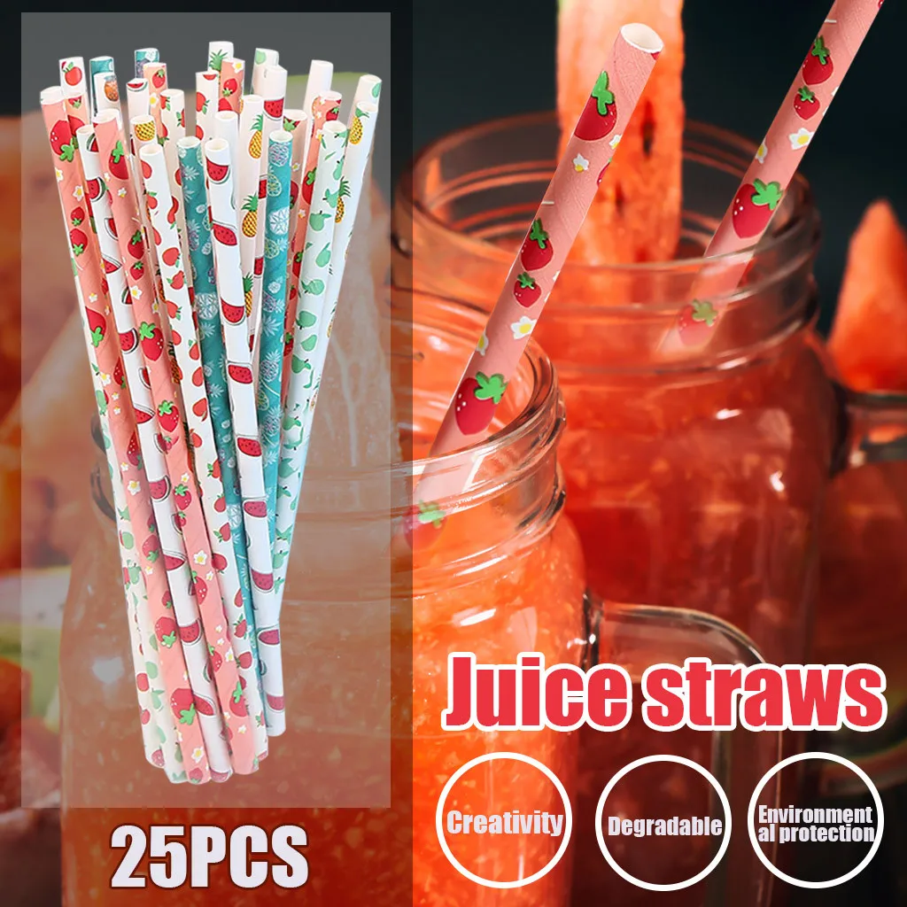 Соломинки бумажные одноразовые 25 шт.|Одноразовая посуда для вечеринок| |