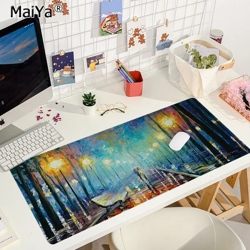

Art oil painting New Designs Natural Rubber Gaming mousepad Desk Mat Size for large Edge Locking Speed Version Game Keyboard Pad