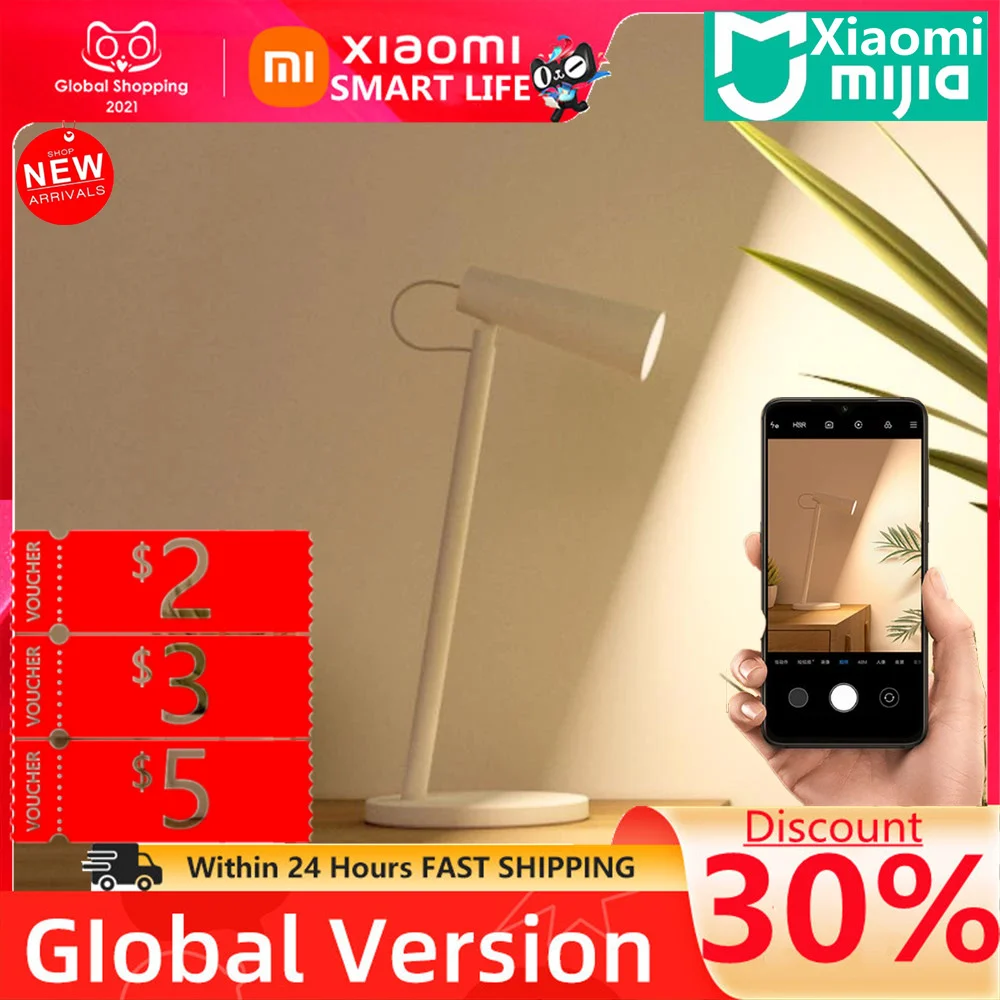 

Original Mijia Xiaomi Charging Desk Lamp New Three-Speed Switch Dimming Study Bedroom Reading Desk Lamp Night Light 2000mah Usb
