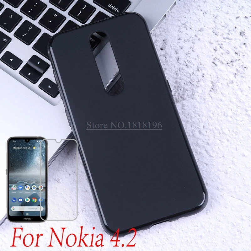 Мягкий защитный чехол для телефона Coque Nokia 4 2 задняя крышка силиконовый 9H 2.5D