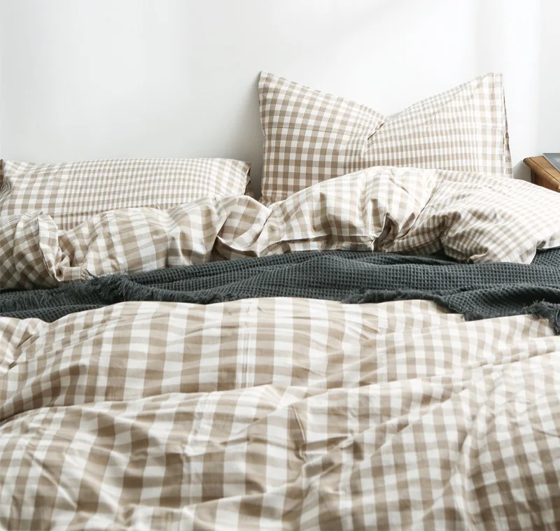 

3/4 pcs duve SET Home bedding set soft yarn dyed duvet cover pillowcase sheet set queen king twin size comforter case set