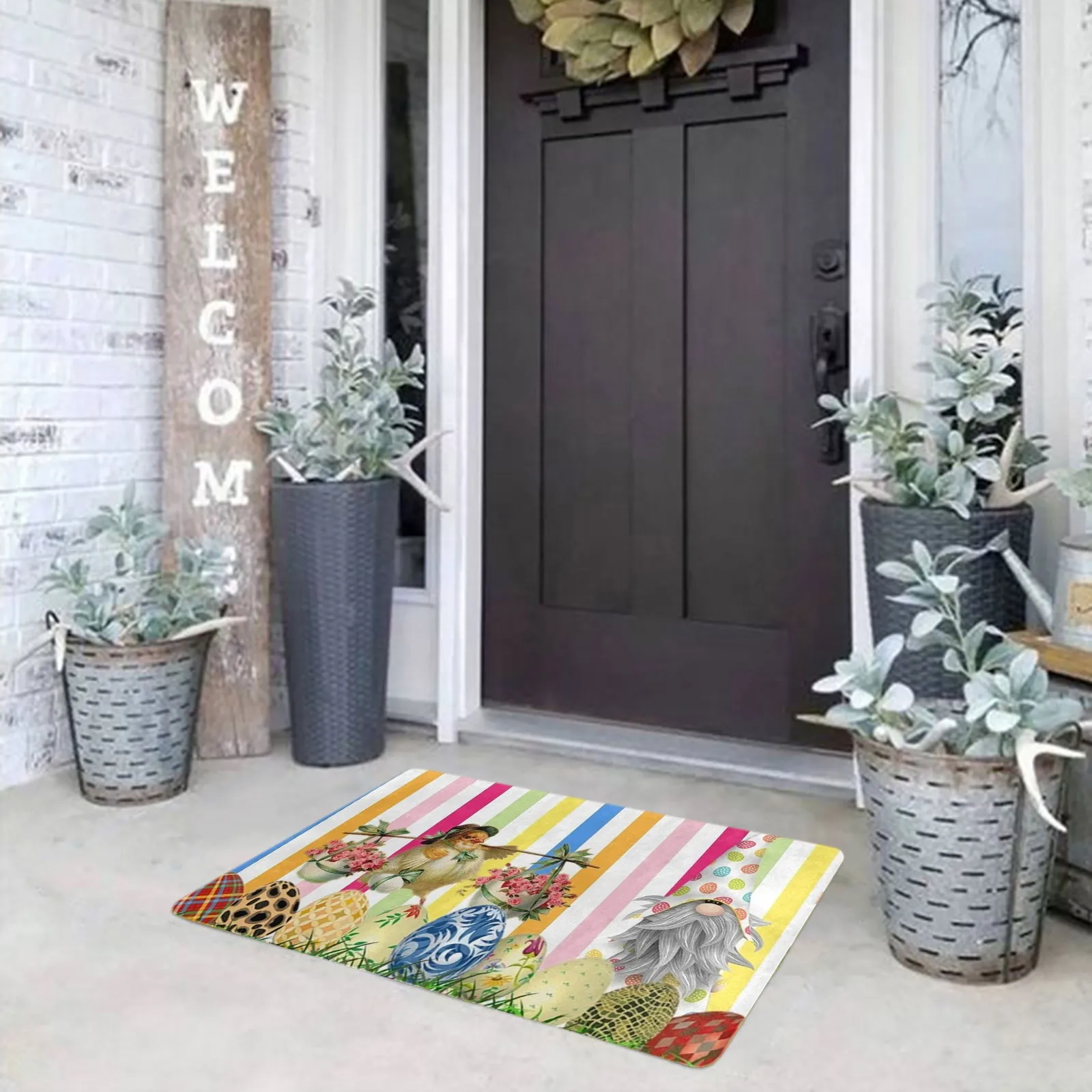 

Easter Home Decoration Cute Cartoon Beard Goblin Easter Eggs Carpets Decor Anti-mold Rugs Festival Decoration Living Room Carpet