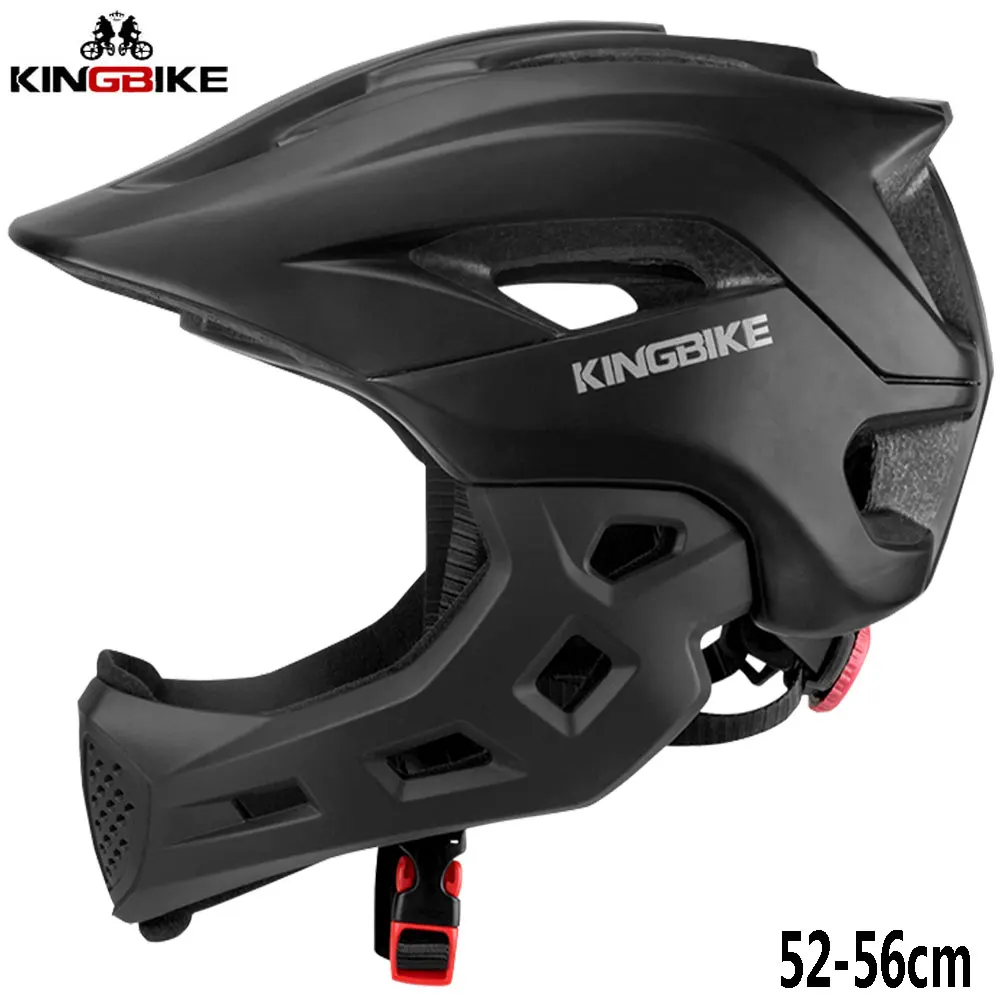 KINGBIKE Adult Full Face MTB Bike Helmet Casco Mountain Road Bicycle Full Covered Helmet Motorcycle Cycling Helmet for Kids - Цвет: J-266-Black