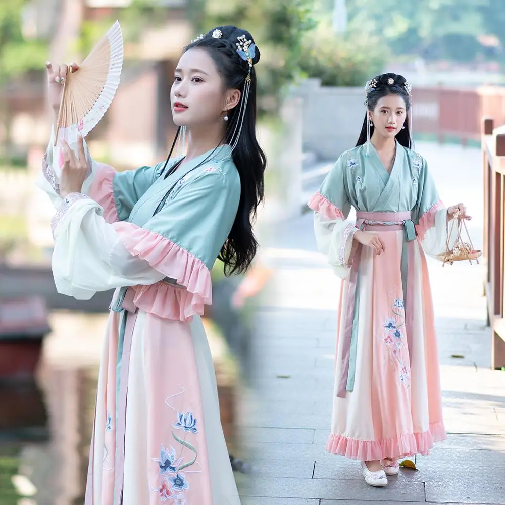 

Hanfu Dresses Chinese Female Traditional Costumes Ancient Fairy Long Robe Han/Tang/Wei Jin Dynasty Clothing For Women DQL2614