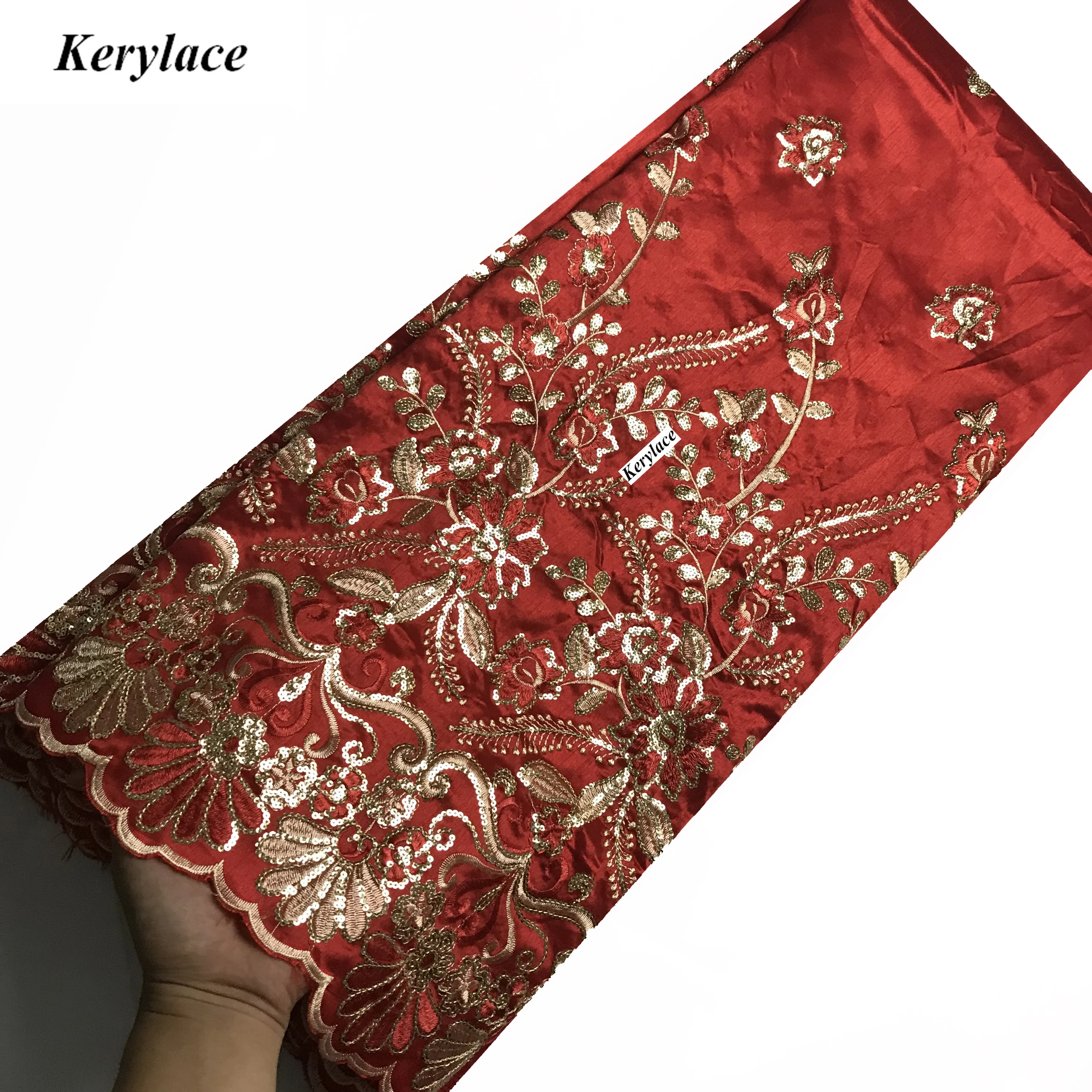 Новое поступление 5 ярдов красное нигерийское кружево 2020 африканские блестки