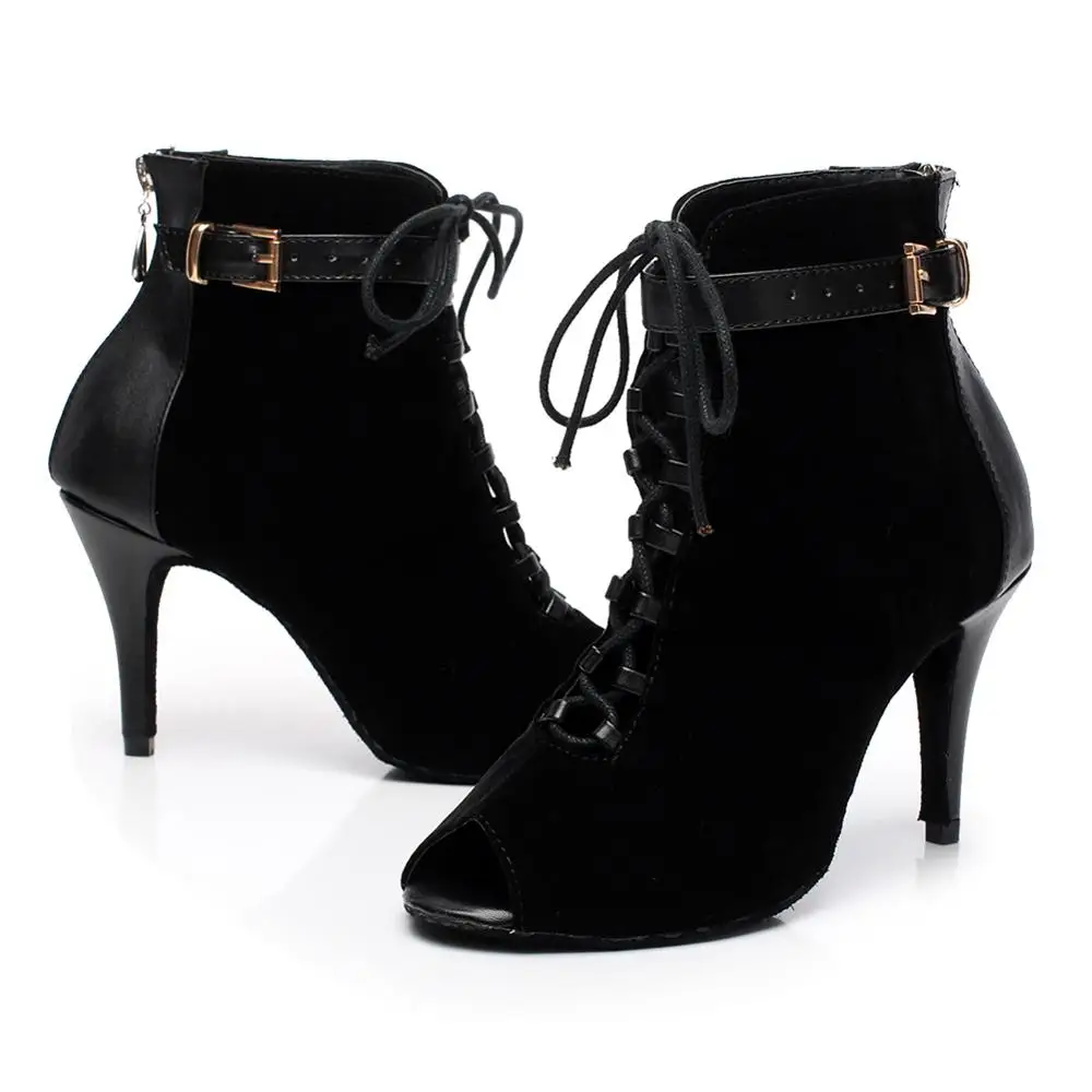 Черные танцевальные ботинки DKZSYIM для латиноамериканской сальсы на шнуровке