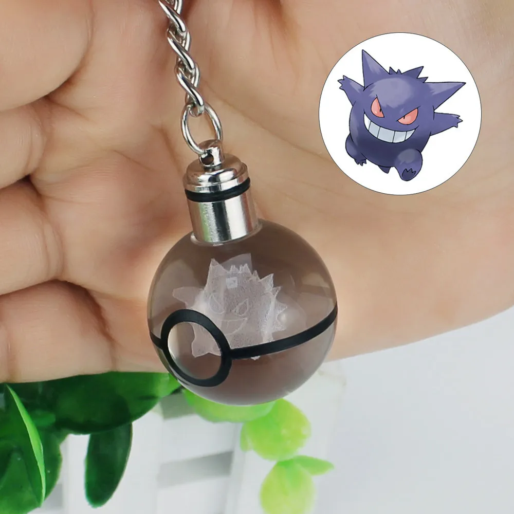 Gengar Модная одежда по индивидуальному заказу; обувь с украшением в виде кристаллов брелок с покемоном Подарочный Хрустальный светодиод брелок с покемоном - Цвет: Gengar