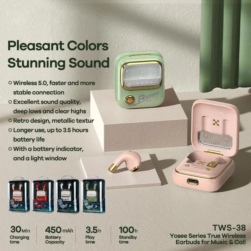 

REMAX Retro True Wireless Music Call Universal Bluetooth Headset TWS-38