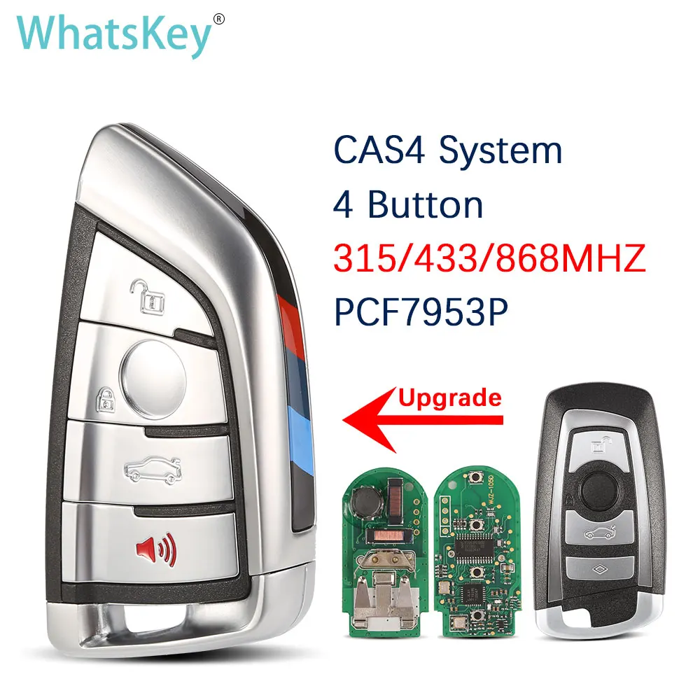 WhatsKey New Upgrade 4 Buttons Car Remote Key 315/433/868MHz PCF7953 Chip for BMW CAS4 CAS4+ System F30 F20 F10 X5 X6 Smart Key