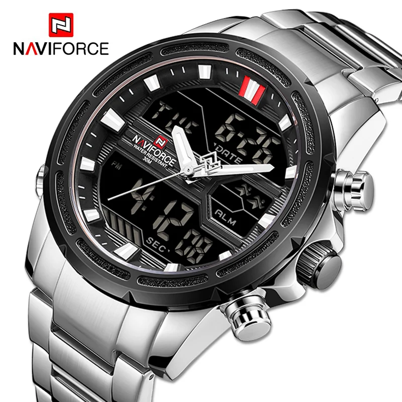 

NAVIFORCE Luxury Men Analog Quartz Sport Watch Fashion Military Outdoor Waterproof Chrono EL BackLight Digital WristWatches 9138