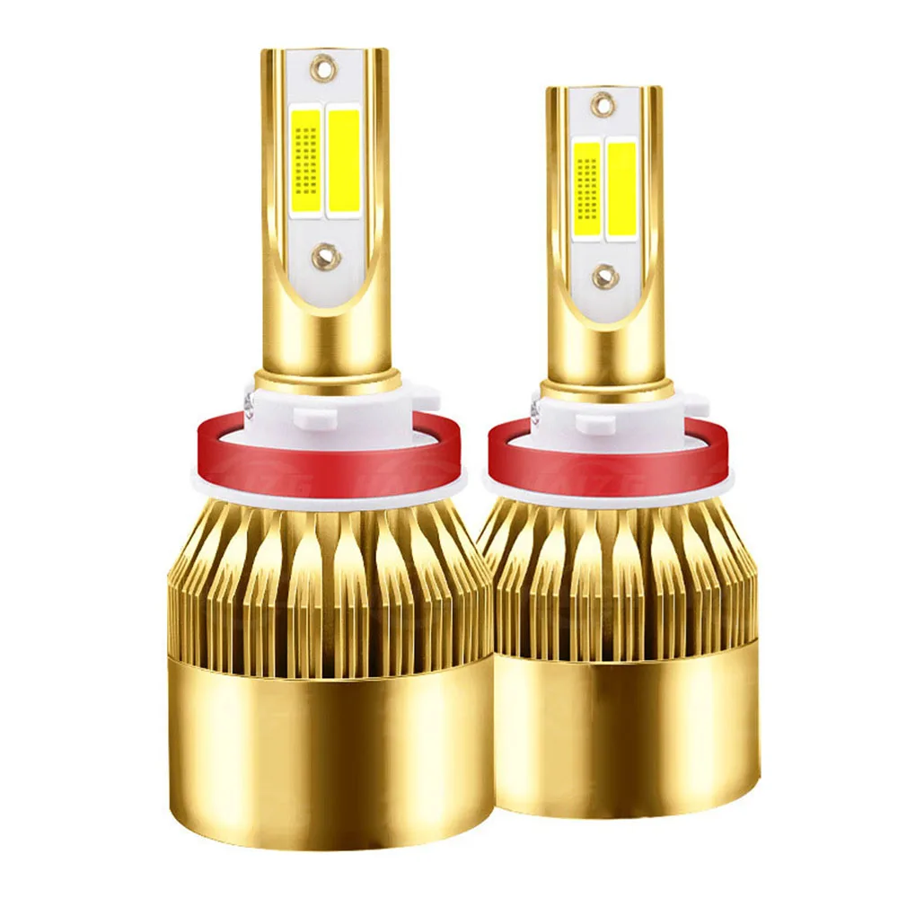 

Car low beam and high beam LED headlights white and yellow dual color temperature headlights h7 h11 h4 3000K 6000K 3800LM