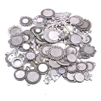 10pcs mix style antique color pierced mixed size 5 200 style cabochon base setting charms pendant for jewelry diy making