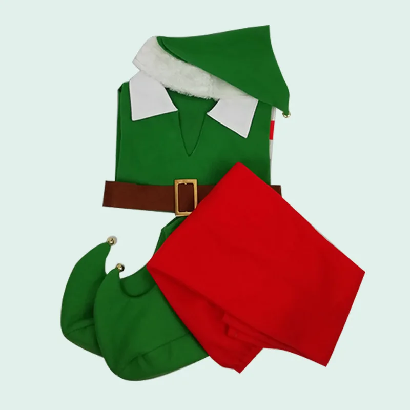Boy suit Коллекция года, детский Рождественский костюм зеленого эльфа для мальчиков, новогодняя Детская Рождественская одежда со шляпой, нарядное платье эльфа - Цвет: Boy suit