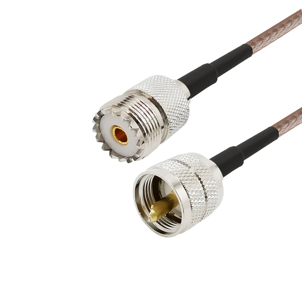 Кабель для антенны 1-20 м UHF PL259 SO239 штекер-гнездо RG316D двойной щит серебристый кабель