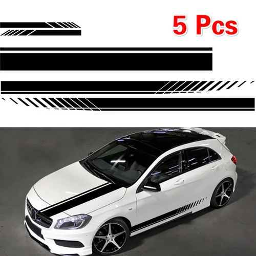 

5pcs car sticker body waist line sticker side skirt stripe car hood rearview mirror vehicle sticker garland car accessories