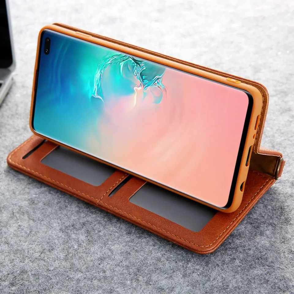 Кожаный чехол для samsung Galaxy S10 S9 S8 S7 из искусственной кожи Обложка Чехол портмоне с
