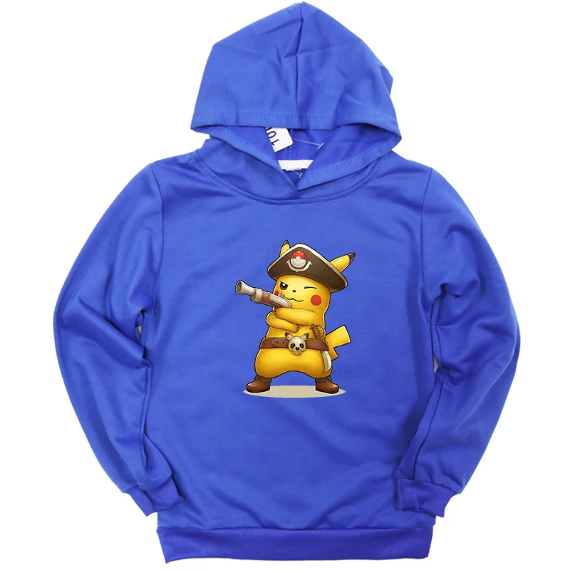 Hoodies 14 Новейшие толстовки с покемонами для маленьких мальчиков и девочек; свитер с принтом Пикачу; хлопковый повседневный спортивный свитер для подростков; сезон весна-осень - Цвет: Hoodies 14