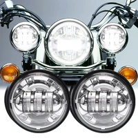 1 pair 4 5%e2%80%9c 4 12 inch motorcycle chrome black led fog passing auxiliary light for classic flhr road king 4 5inch led fog light