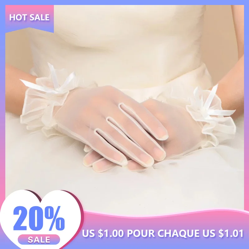 

MNGRL Transparent Crystal Yarn Bridal Gloves Wedding Accessories Wedding Dress Gloves Short Gloves Tulle Gloves