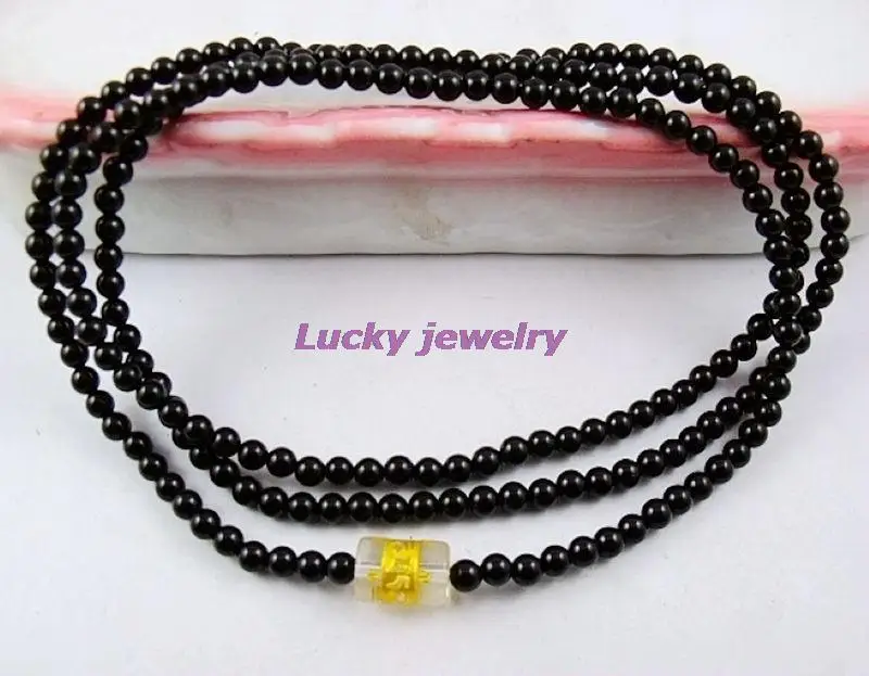 3 мм Тибетский буддизм 216 черный натуральный халцедон молитва шарик мантра Мала