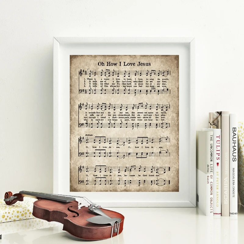 Старинный гимн Печать О как я люблю Иисуса ВИНТАЖНЫЙ ПЛАКАТ христианская стена