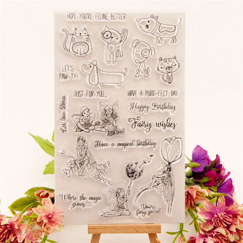 Прозрачные штампы с изображением красивых цветов и животных 1 шт.|Штампики| |