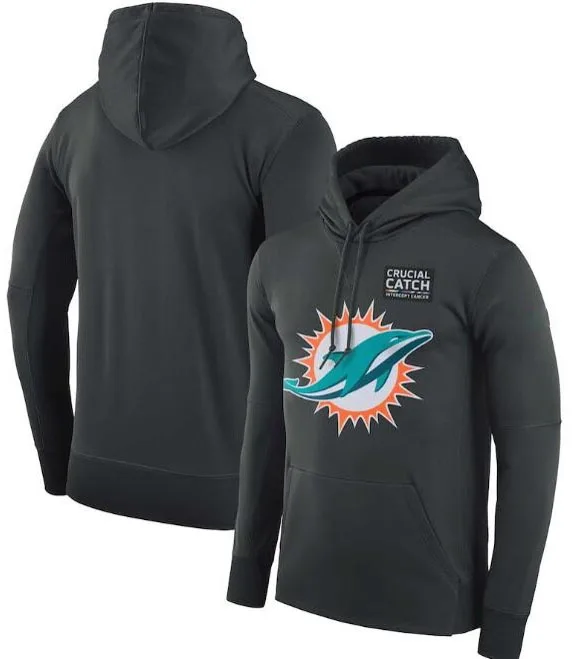 

Miami Crucial Catch Performance Dolphins Men Anthracite Hoodie