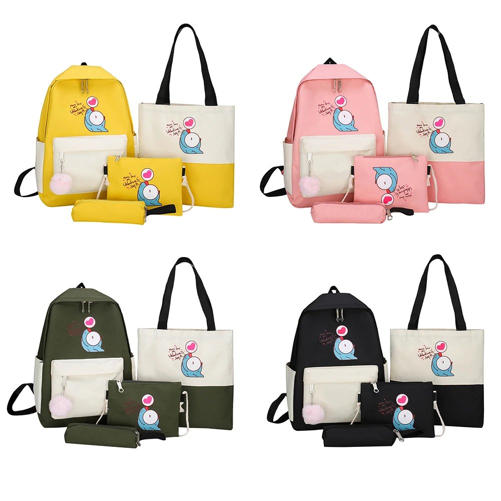 4 шт./компл. холщовые рюкзаки хит цветной школьный рюкзак для девочек подростков