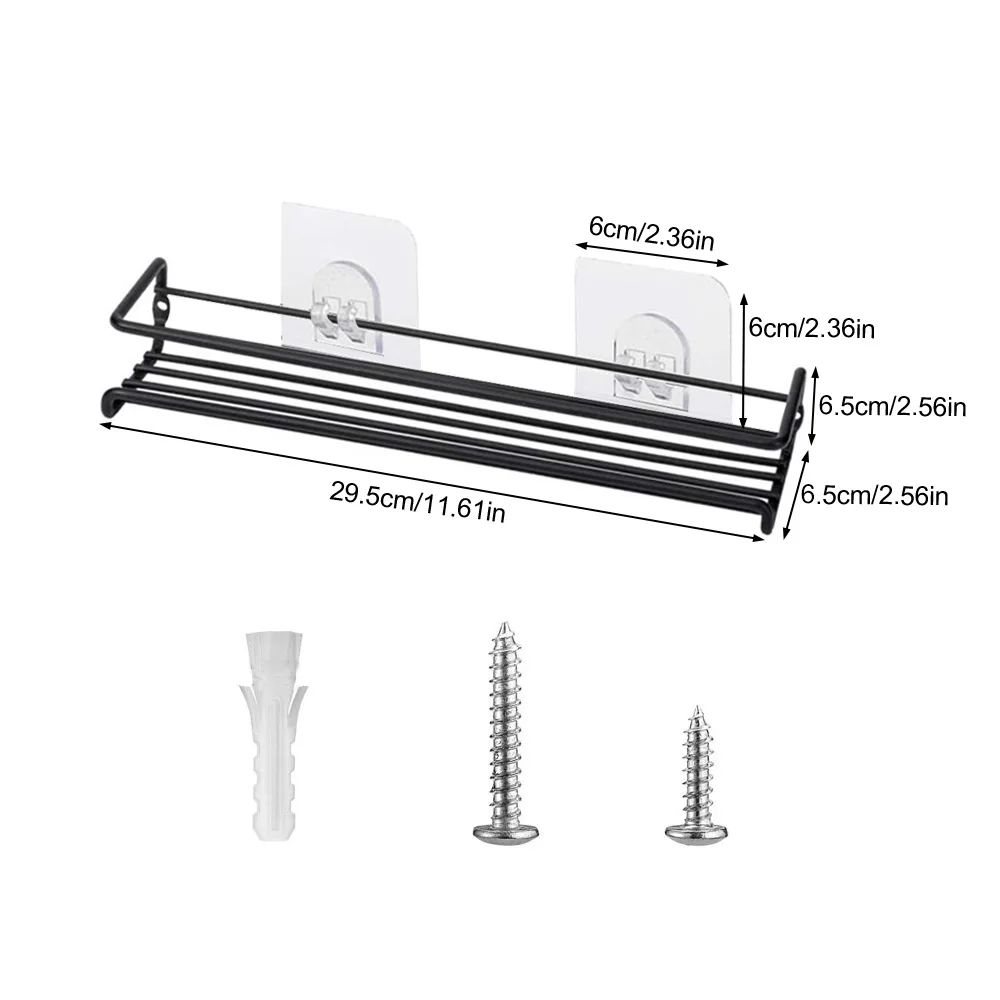 

4pcs Farmhouse Seasoning Rack Universal Storage Holder Kitchen Organizer Solid Iron Wire Easy Install Home Stable Wall Mounted
