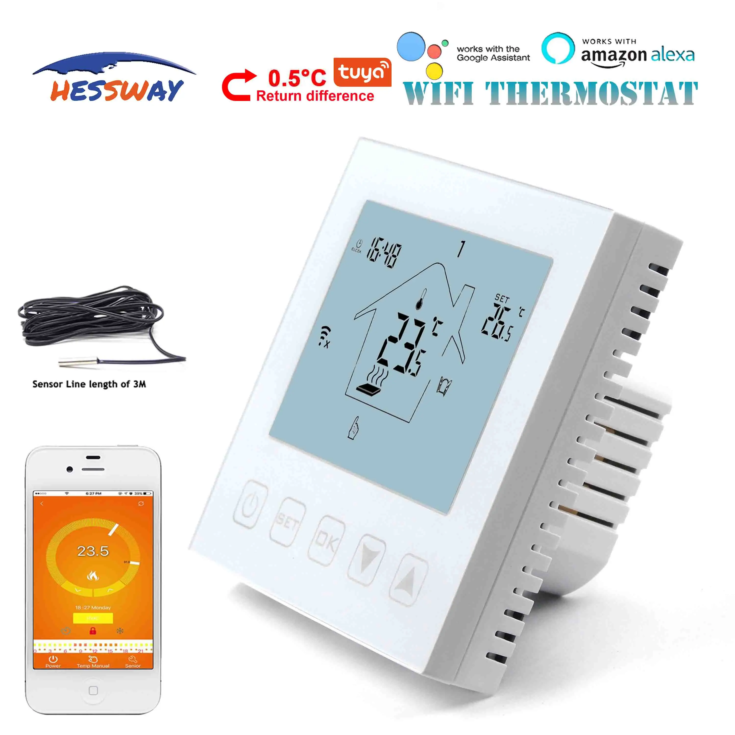 Нагревательный кабель HESSWAY 16 А Wi-Fi термостат для электрического пола | Канцтовары