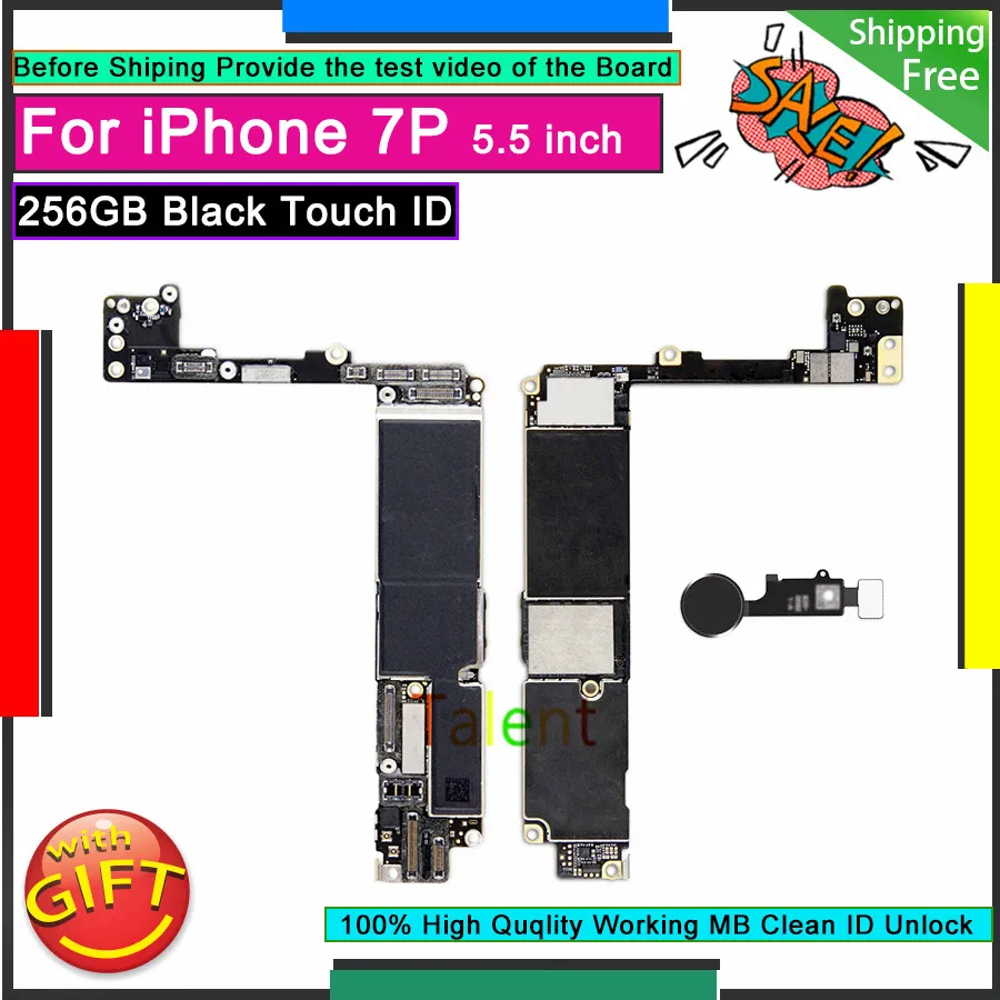 Для IPhone 7 Plus материнская плата 256 ГБ черная сенсорная кнопка IDHome разблокированная