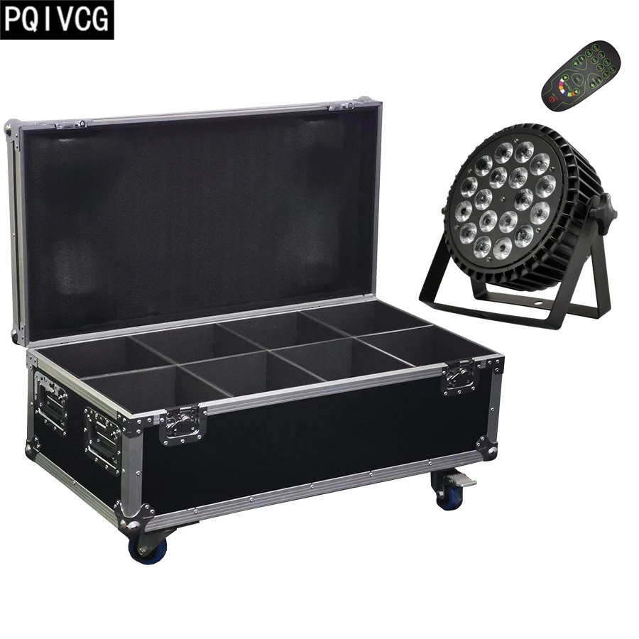 8 штук/дистанционный пульт 18x12 Вт Led par Светильник + f светильник чехол RGBW 4 в 1 12w
