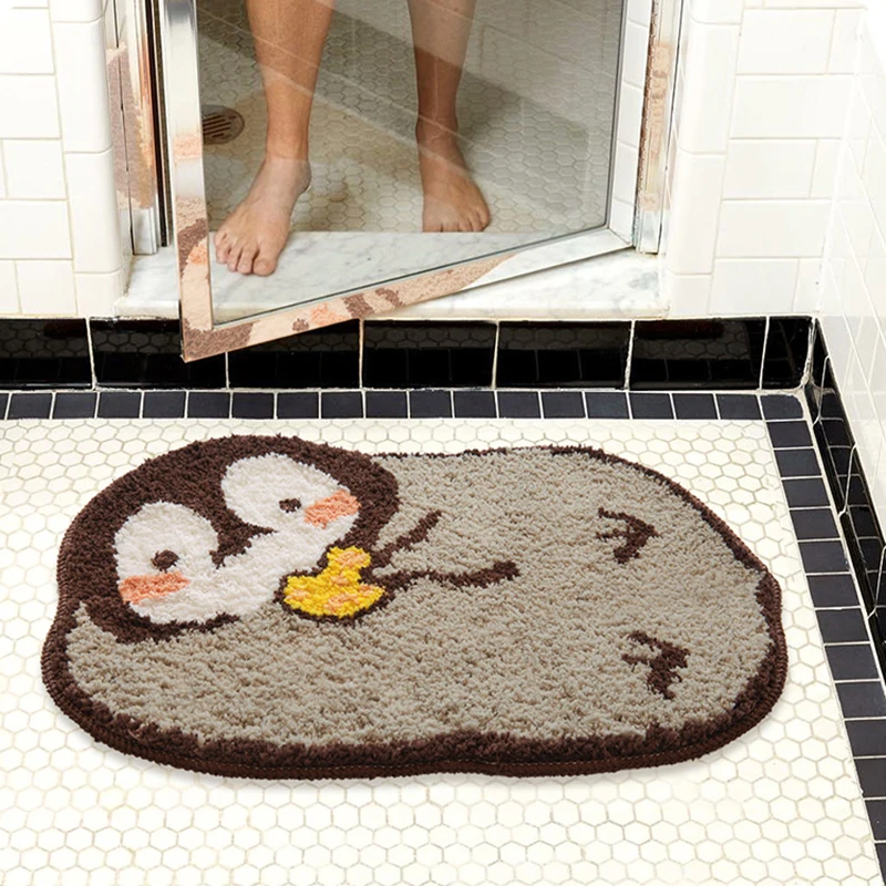 

Lovely Penguin Bathroom Mat Tufted Carpet Area Rug Animal Bathmat Floor Tub Side Absorbent Anti Slip Pad Doormat Home Decor