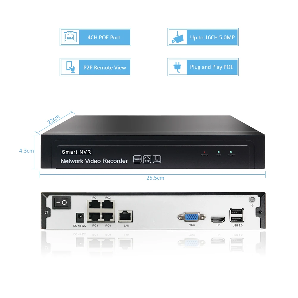 Система наружного видеонаблюдения TySvance 4 канала 2 МП 5 Мп POE H.265 NVR