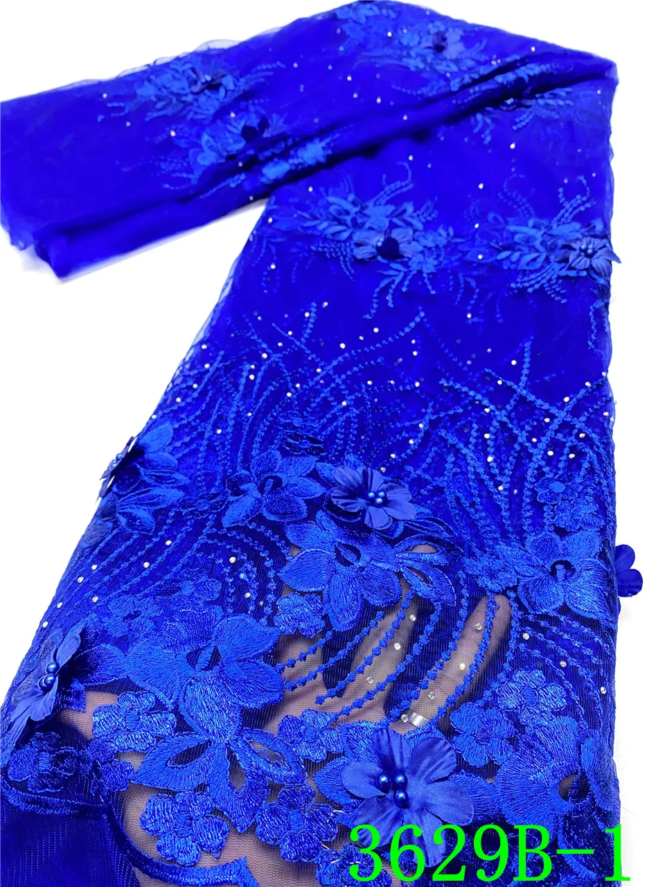 

Royal Blue African French Tulle Mesh Lace Fabric for Party Embroidery Nigerian Net Lace Fabric with Stones/ Beads APW3629B
