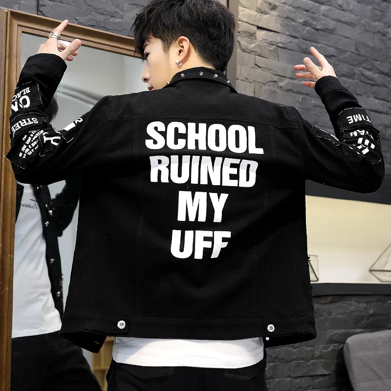 Denim jacket men\'s Korean trendy self-cultivation handsome 2021 spring autumn casual Slim hip hop teenagers wild | Мужская одежда