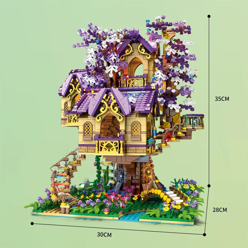 

New Sakura Fairy Tree House Model Building Blocks 9 Figure City Creator Street View Constructor Brick Toy Gifts for Children