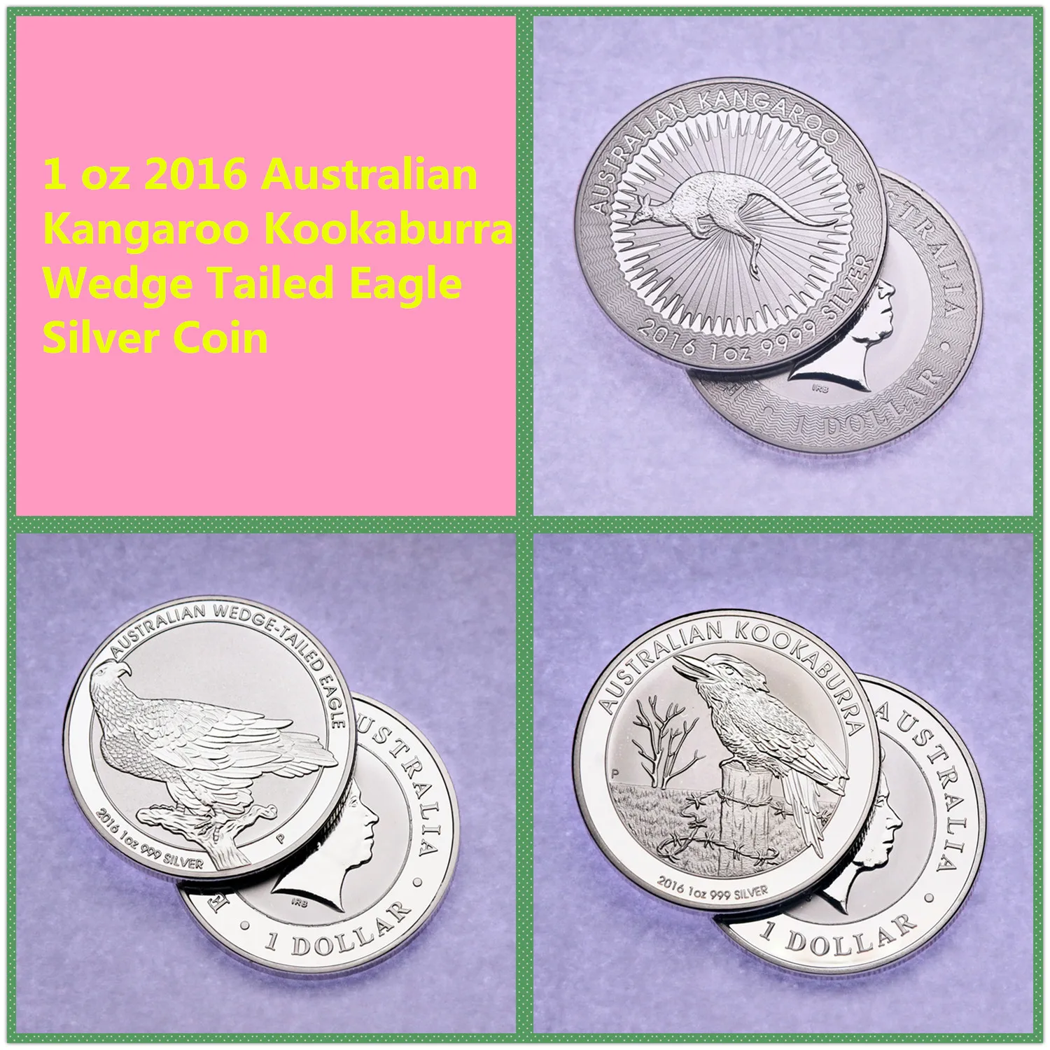 

1 oz 2016 Australian Kangaroo Kookaburra Wedge Tailed Eagle Silver Coin Copy Not Magnetic
