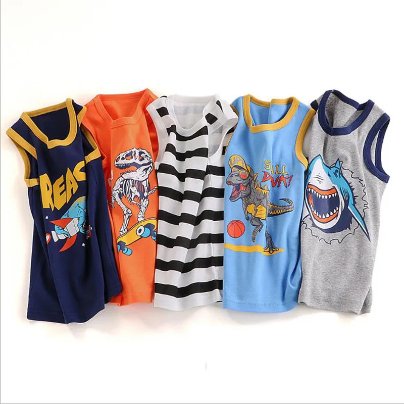 2-7Y Kids Underwear Cotton Boys Tanks Tops Baby Boy Summer Vest Camisole Children Solid Undershirt Sleeveless Vest