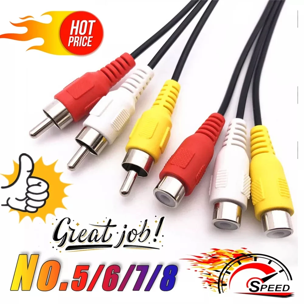 Best Europe AV Cable 3/5/6/7/8Lines for DVB-S2 V8X V8 NOVA V7 S2X V9 Prime |