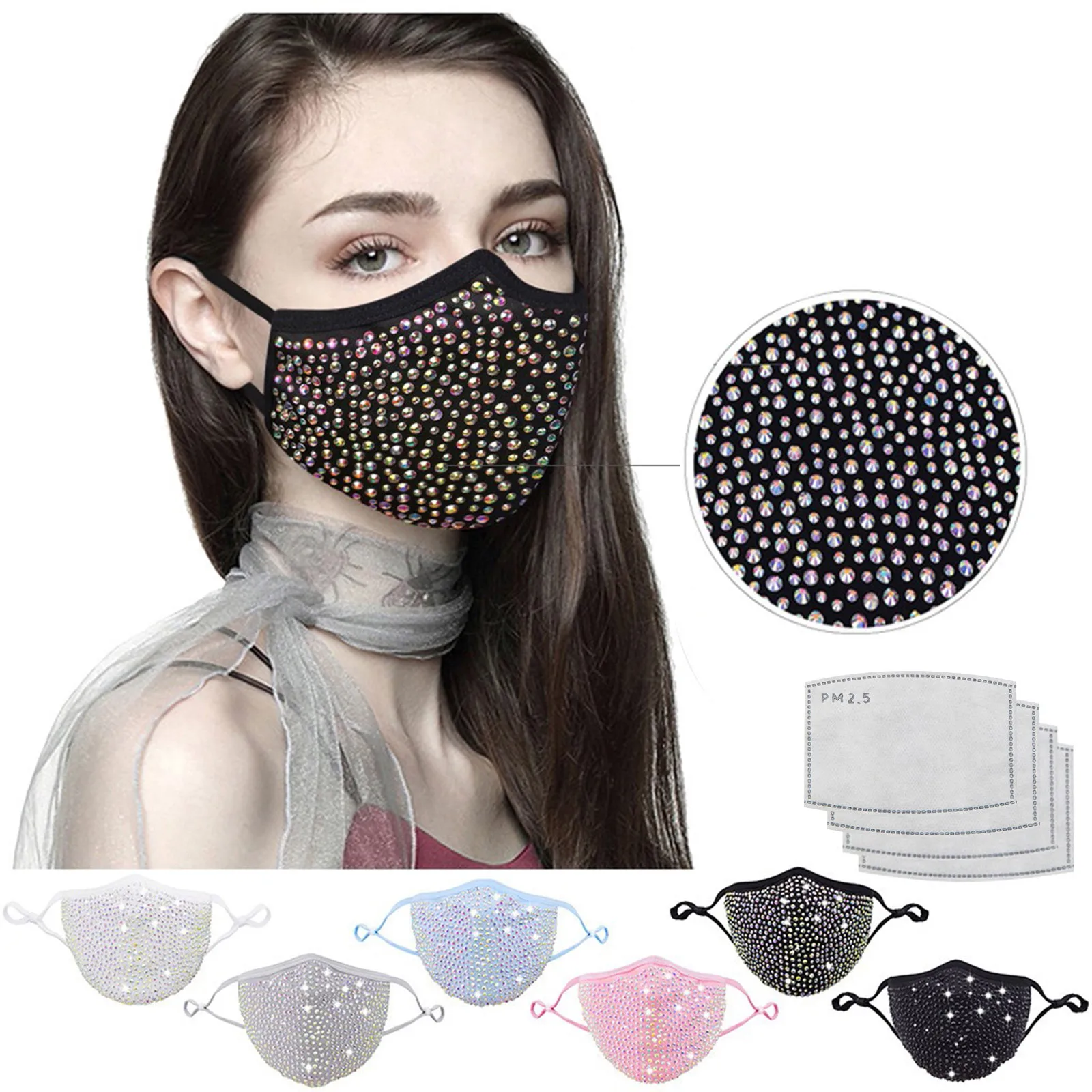 Маска Стразы для взрослых маски Хэллоуина блестящая Клубная маска дышащие