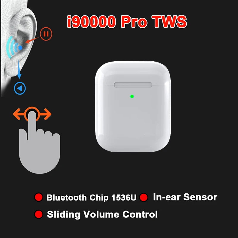 I90000 pro TWS копия Aire 2nd 1536u чип раздвижной регулятор громкости беспроводные Bluetooth наушники Bass Pop up pk i10000 i20000 TWS h1