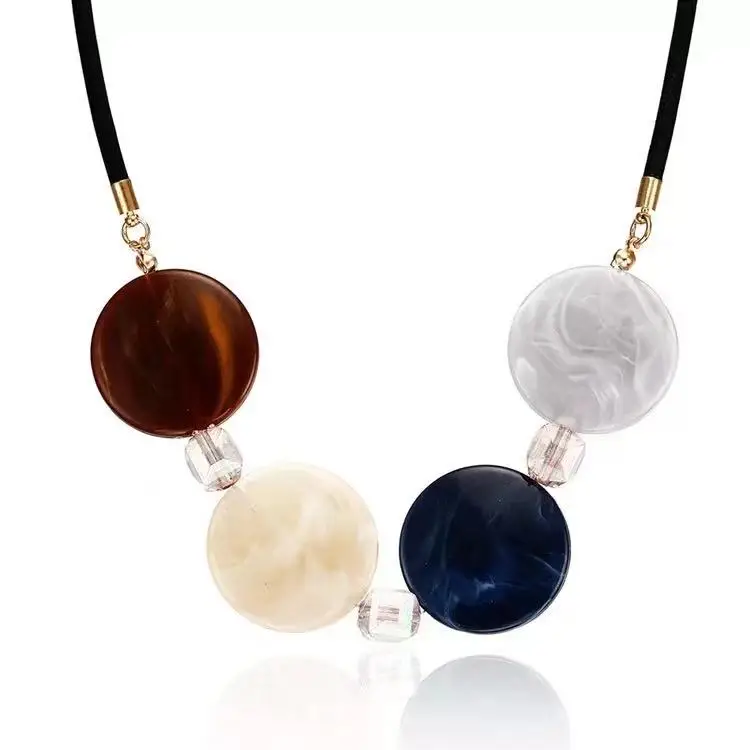 

Krasivaya Candy Color Acrylic Plastic Beads Geometric Statement Necklace With Pendant Chain Choker Necklace For Wwome